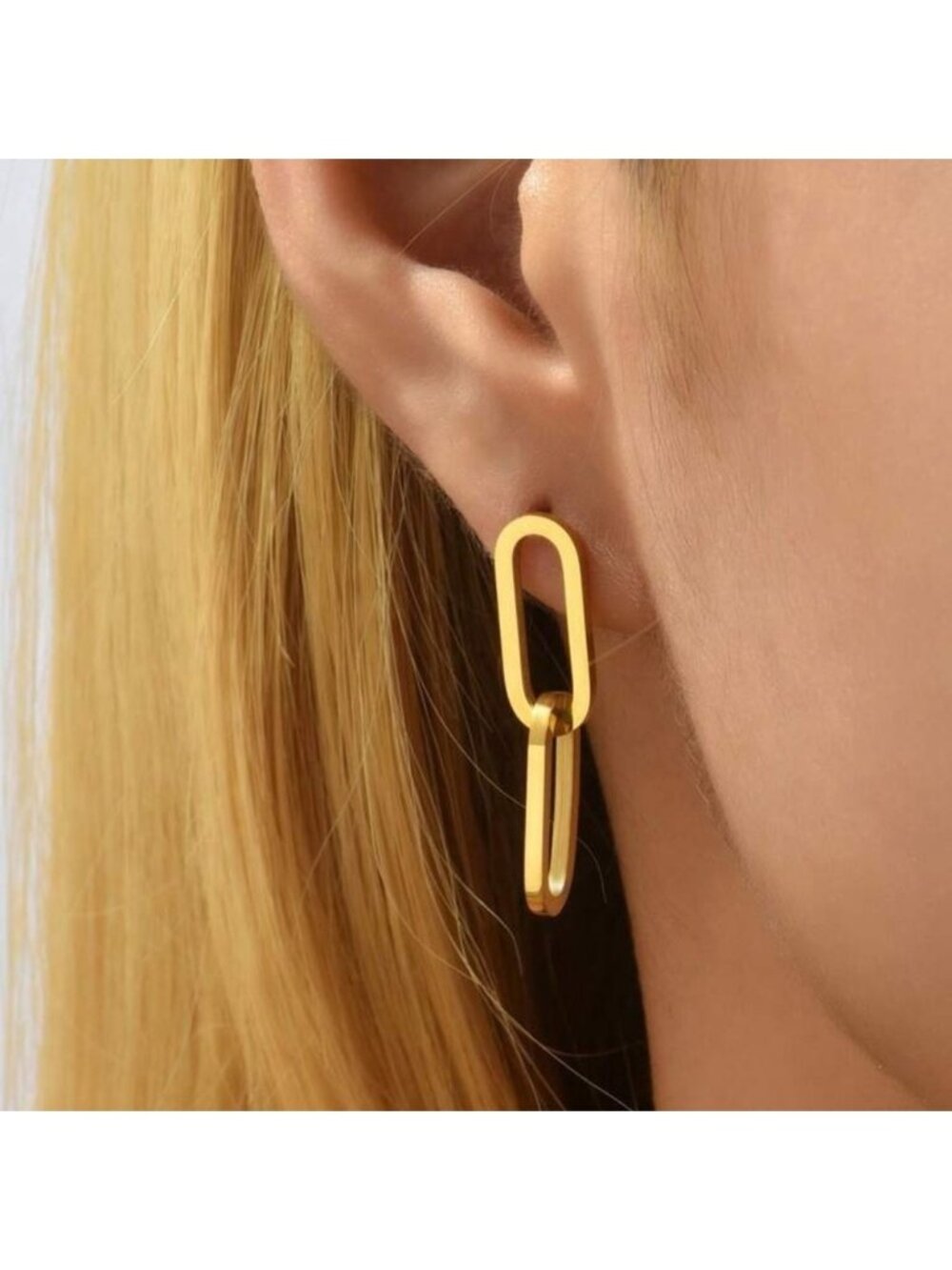 Gold Plated Stainless Steel Linked Drop Earrings
